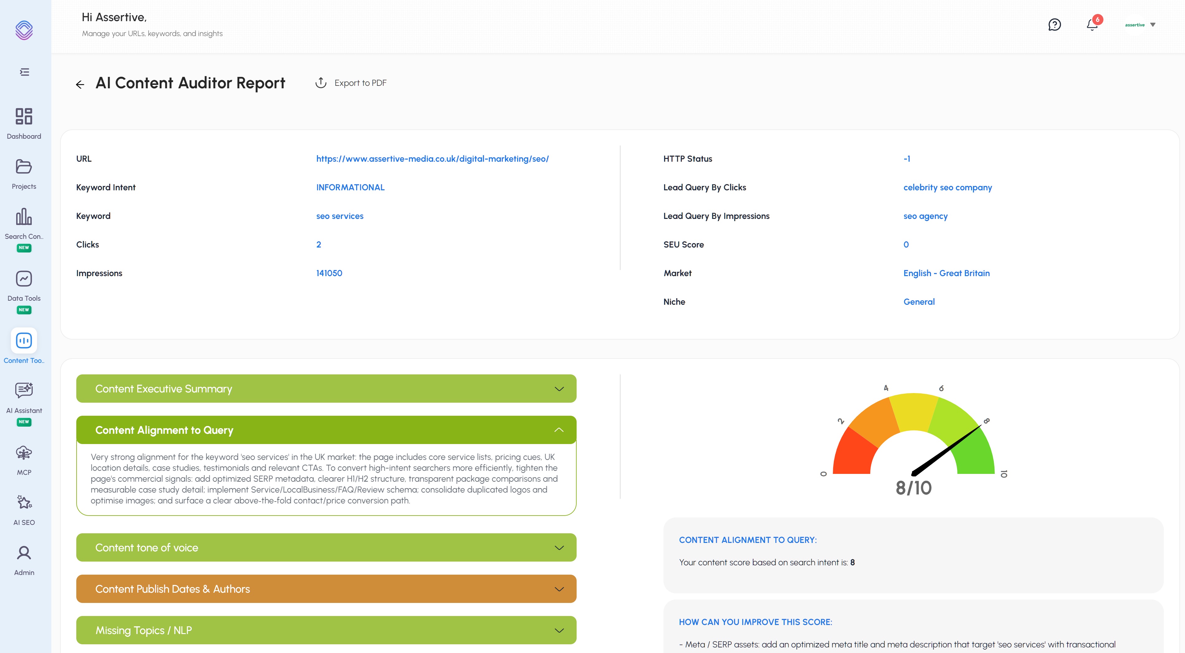 AI Content Auditor Dashboard