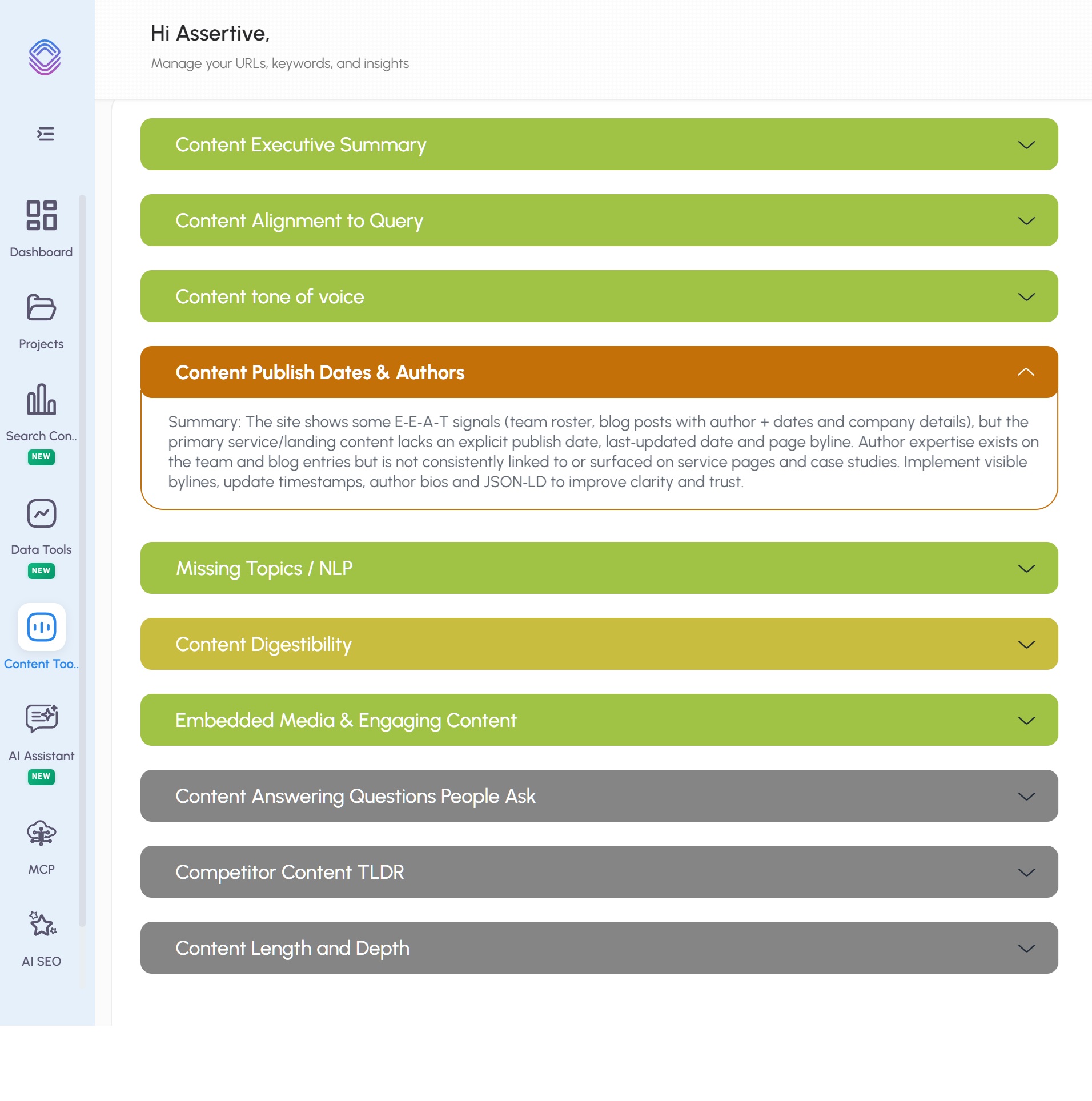 Comprehensive AI Content Analysis Interface