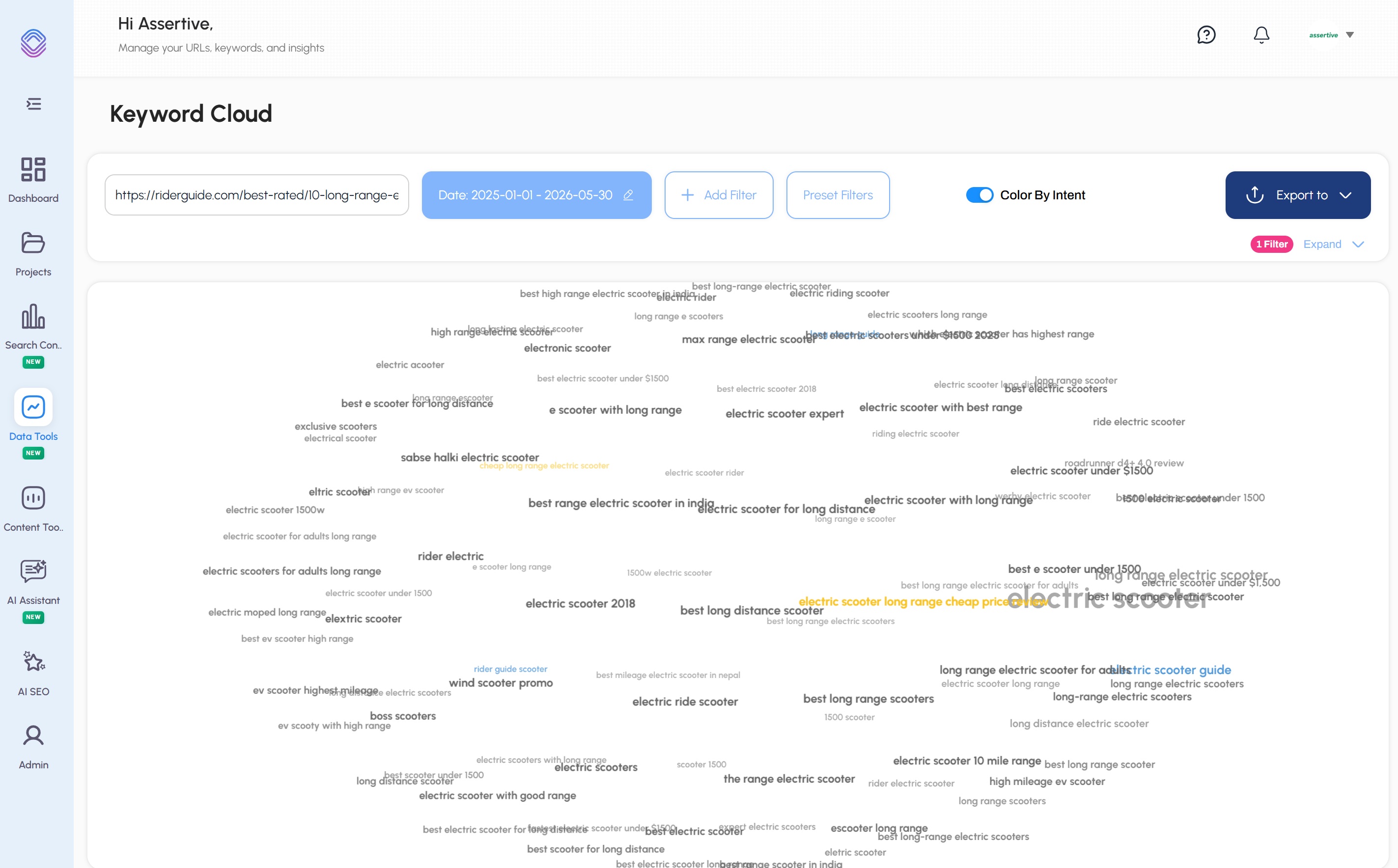 Keyword Cloud Interface